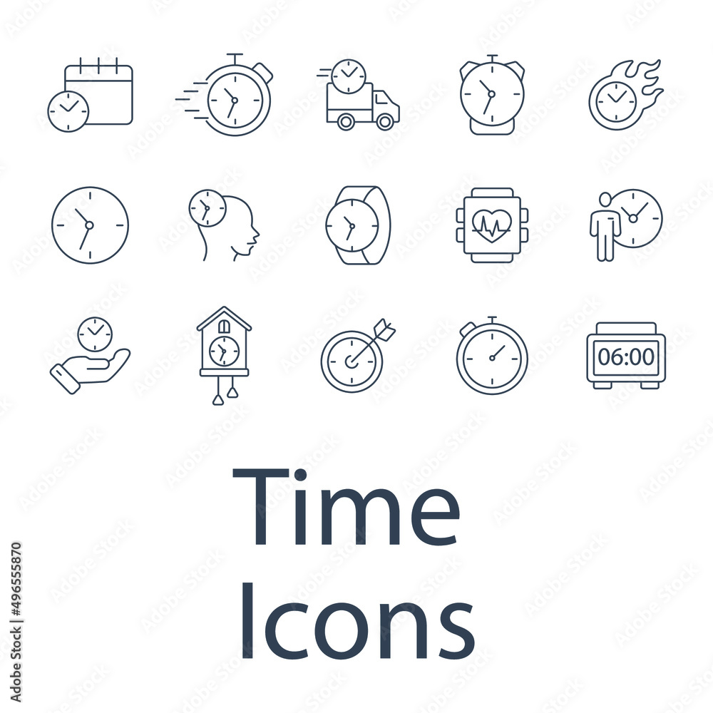 Time icons set . Time pack symbol vector elements for infographic web Time icons set . Time pack symbol vector elements for infographic web