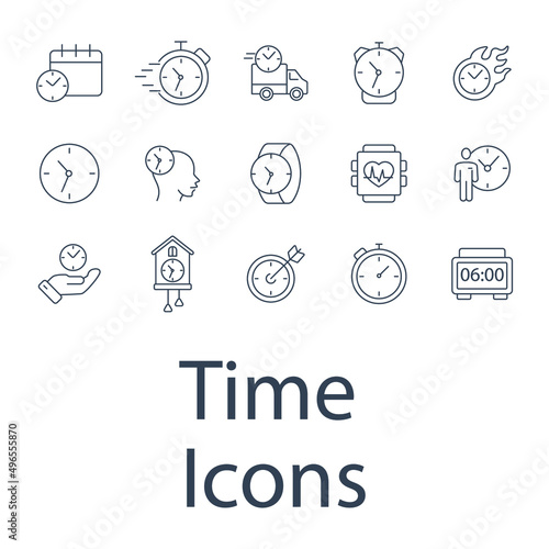 Time icons set . Time pack symbol vector elements for infographic web