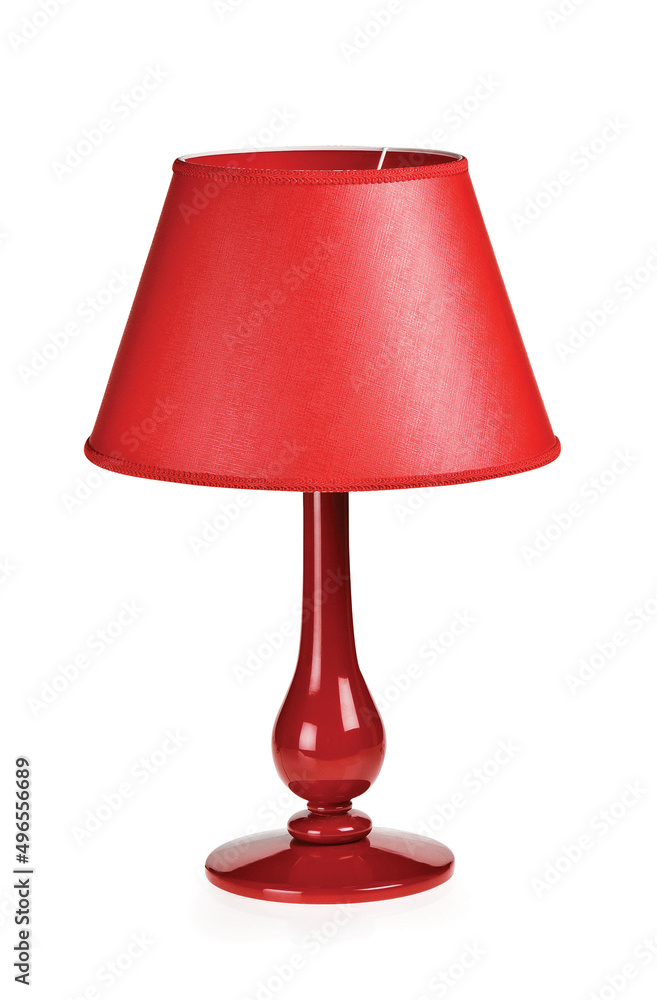 Obraz premium Red table lamp isolated on white background