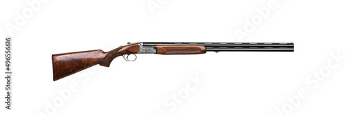 Fotografie Luxury double-barreled shotgun with a vertical arrangement of barrels