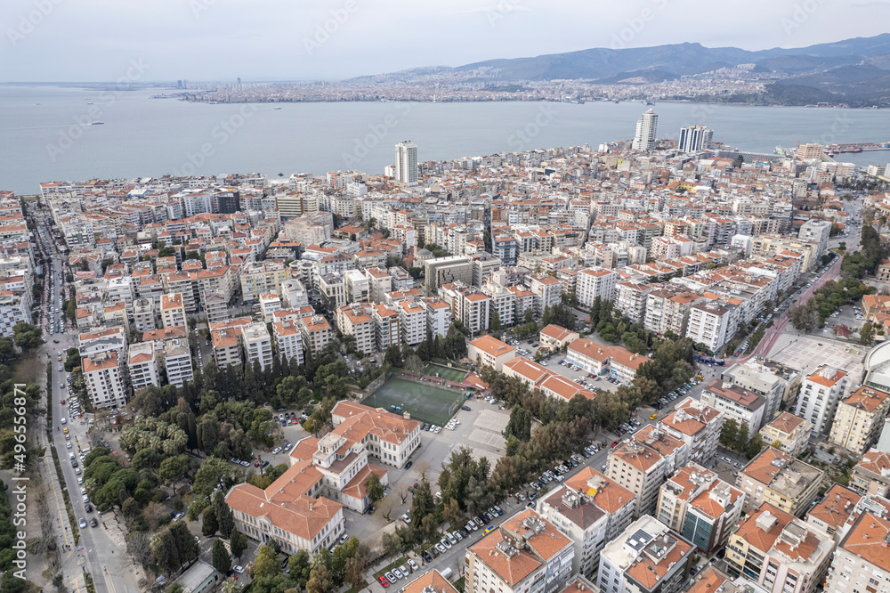 Fototapeta premium Aerial photo of izmir with drone during daytime