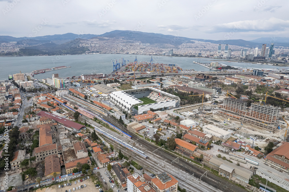 Fototapeta premium Aerial photo of izmir with drone during daytime