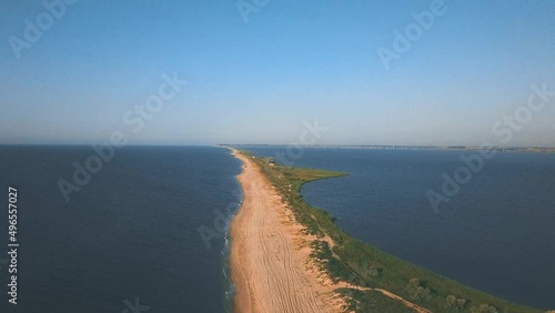 Budak Spit in Zatoka. On one side the sea on the other estuary. Very beautiful beach photo