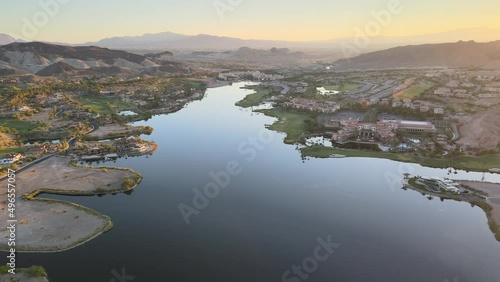 Lake Las Vegas by Drone at sunset photo
