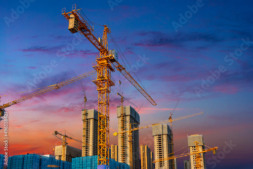 construction site with cranes
