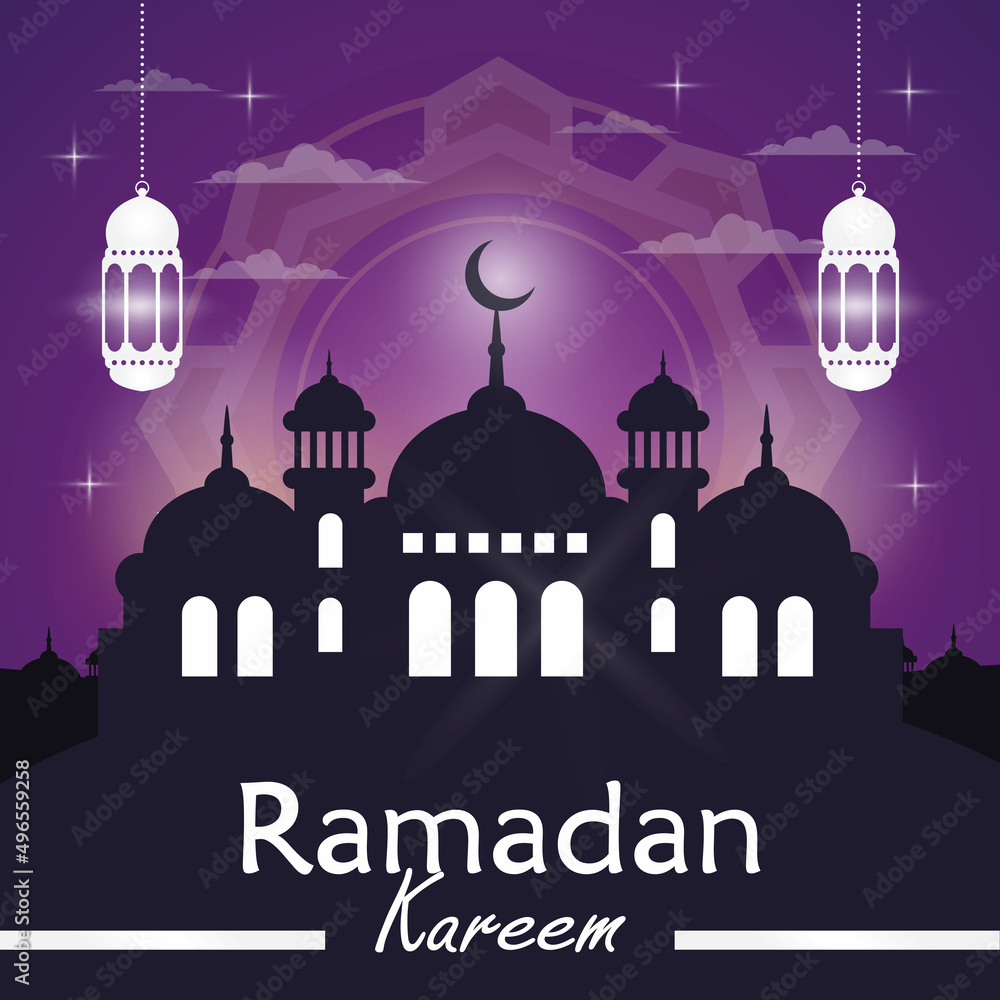 Ramadan Kareem greeting with calm islamic symbol close up illustration design