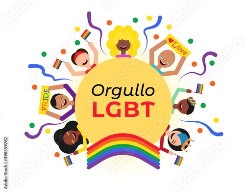 Post cuadrado de personas celebrando la marcha del orgullo LGBTQ+