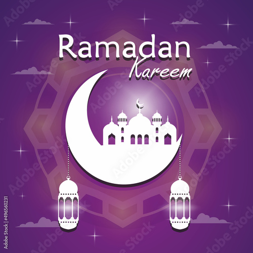 Simple Ramadan Kareem greeting with calm islamic symbol illustration