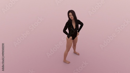 figure of a young beautiful woman poses 3D illustration