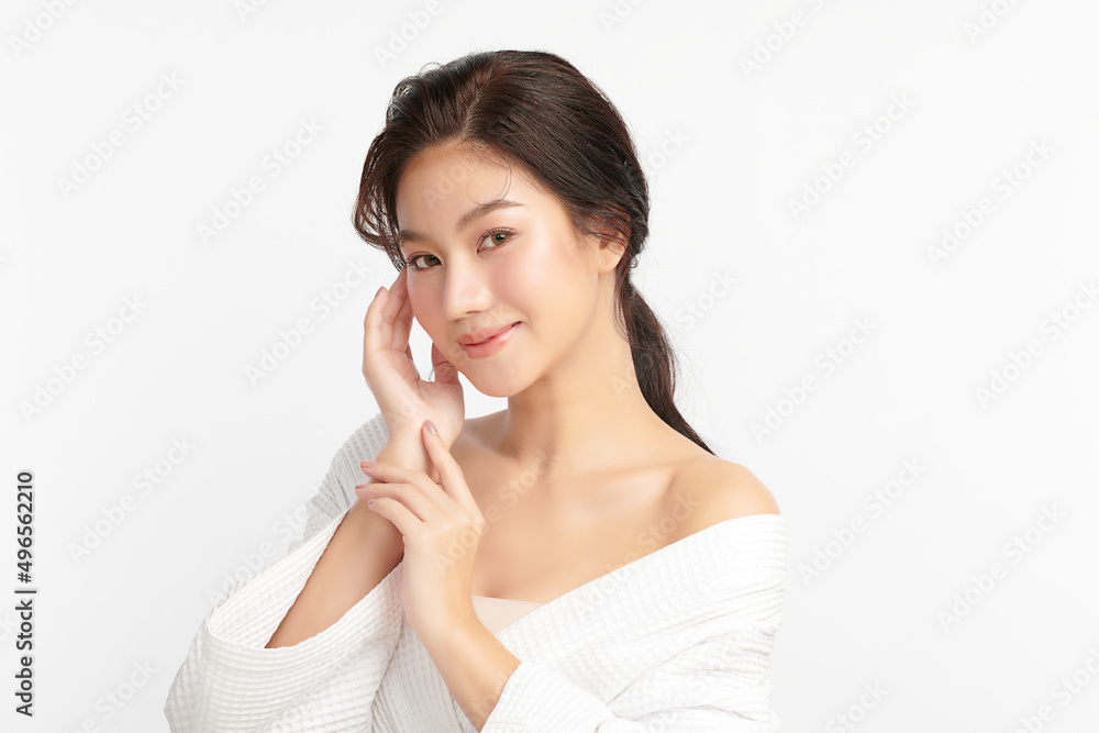 Beautiful young asian woman with clean fresh skin on white background, Face care, Facial treatment, Cosmetology, beauty and spa, Asian women portrait. Beautiful young asian woman with clean fresh skin on white background, Face care, Facial treatment, Cosmetology, beauty and spa, Asian women portrait.