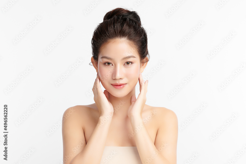 Beautiful young asian woman with clean fresh skin on white background, Face care, Facial treatment, Cosmetology, beauty and spa, Asian women portrait. Beautiful young asian woman with clean fresh skin on white background, Face care, Facial treatment, Cosmetology, beauty and spa, Asian women portrait.