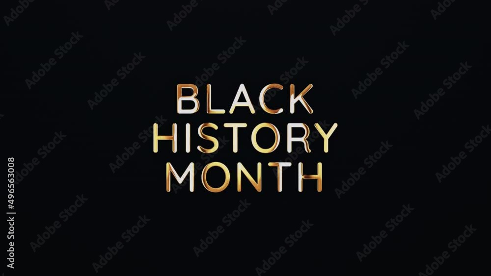 ฺฺBlack History Month text word gold light animation loop with glitch ...