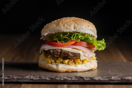 hamburger on table