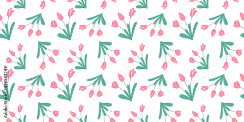 A collection of seamless floral patterns, white background doodle style for fabric patterns, clothes patterns, digital paper, pillow, scrapbook, wrapping paper, women's fashion, cards, spring and more