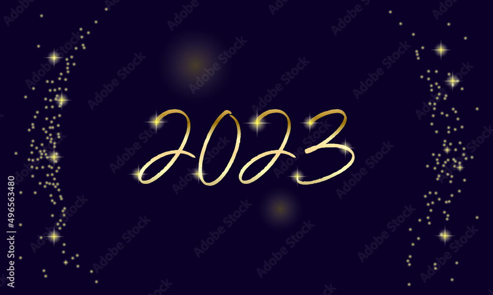 2023 New Year gold design. Holiday greeting card. Vector illustration.