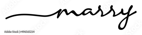 Marry Handwriting Black Lettering Calligraphy Banner. Greeting Card Vector Illustration.