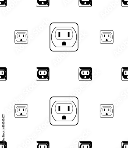 Power Socket Icon Seamless Pattern, Ac Electric Power Outlet Socket Icon