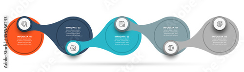 Business Process. Timeline infographic design with marketing icons and 5 options or steps.