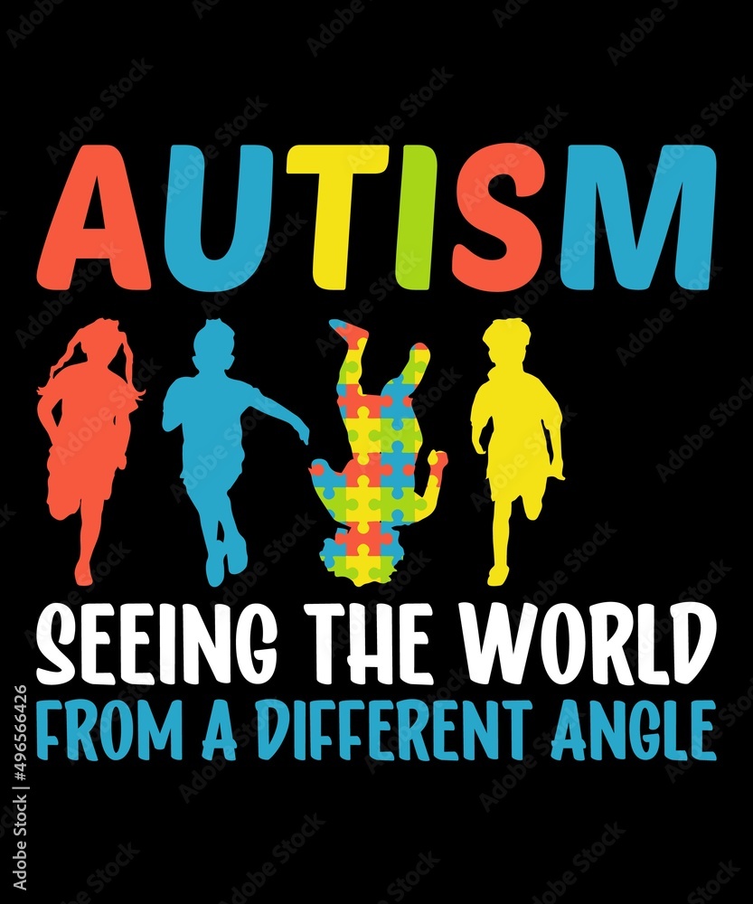 Autism Seeing The World From A Different Angle t-shirt Design. Autism Seeing The World From A Different Angle t-shirt Design.