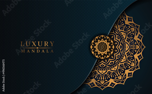 Ornamental mandala background with golden color arabesque floral Islamic east style