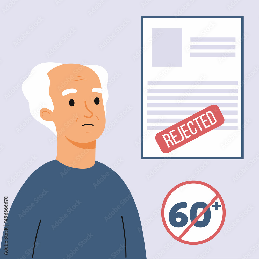 Sad senior man. Refusal to accept job. Age discrimination. Ageism. Sad senior man. Refusal to accept job. Age discrimination. Ageism.