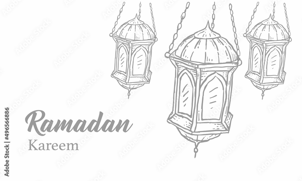 Hand Drawn Sketch of Ramadan Lantern with Brush Texture for Ramadan Kareem Hand Drawn Sketch of Ramadan Lantern with Brush Texture for Ramadan Kareem