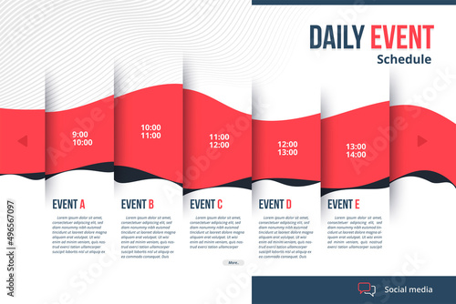 Upcoming daily event schedule flyer poster template.