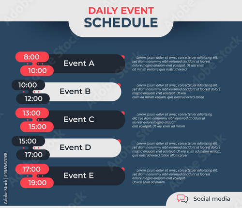 Daily event schedule flyer poster template.