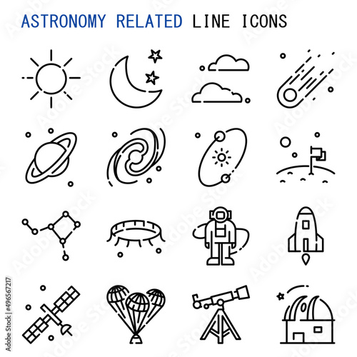 Astronomy related line icons