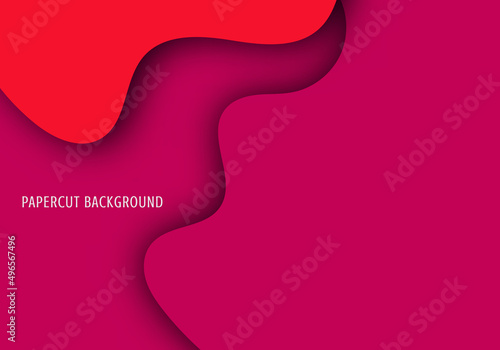 Abstract colorful papercut pattern on red background.