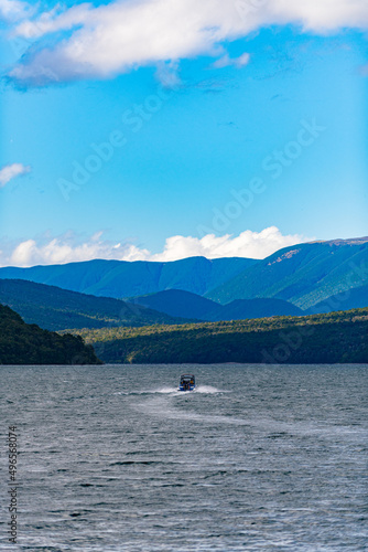 Boat on lake in the mountains