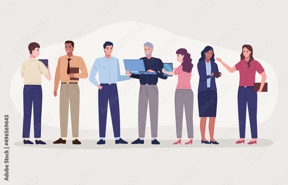 Obraz premium seven persons working characters