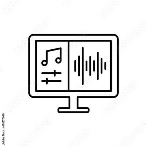 Music editing line vector icon on white background