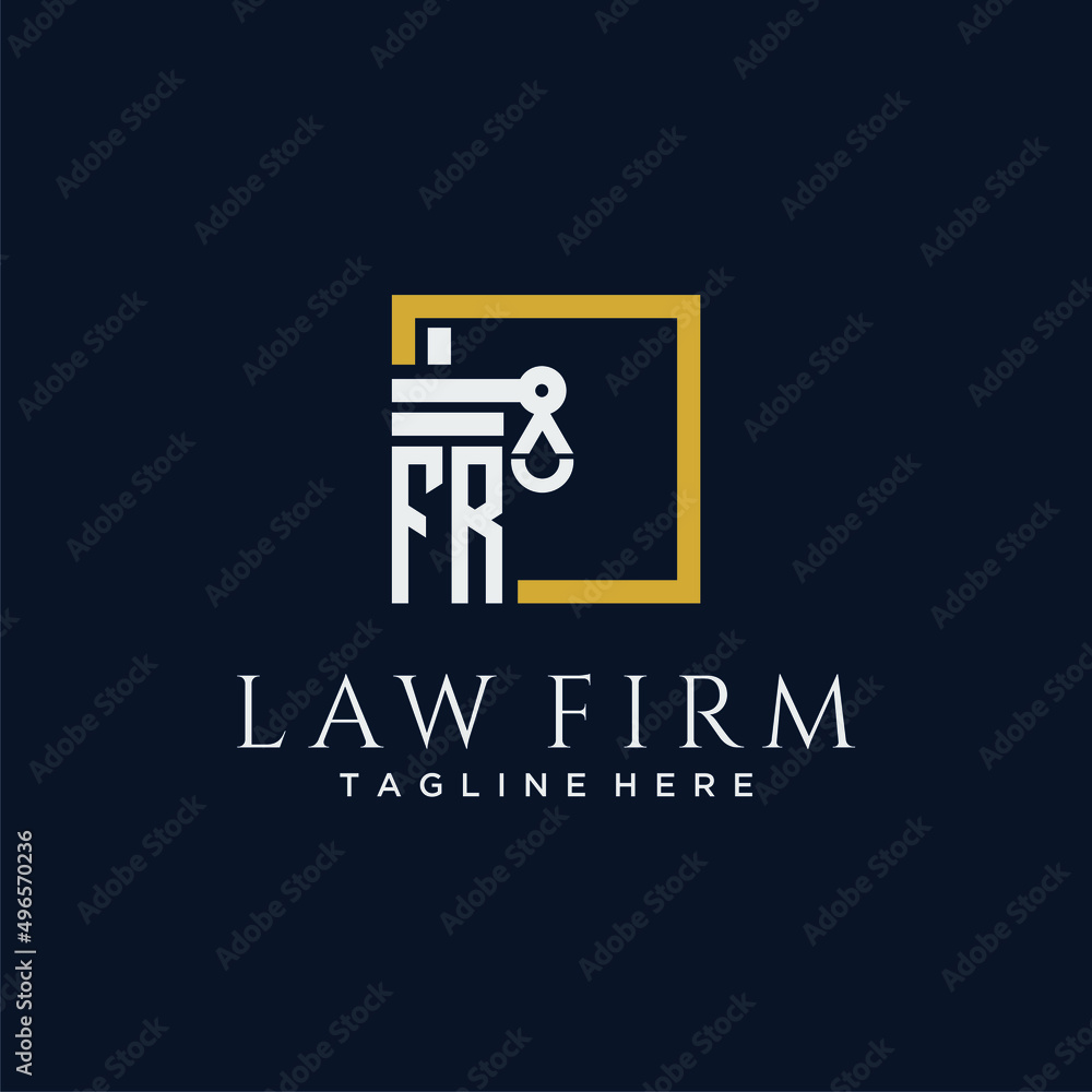 FR initial monogram logo for lawfirm with pillar & scales design in ...