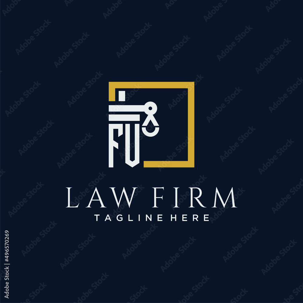 FV initial monogram logo for lawfirm with pillar & scales design in ...