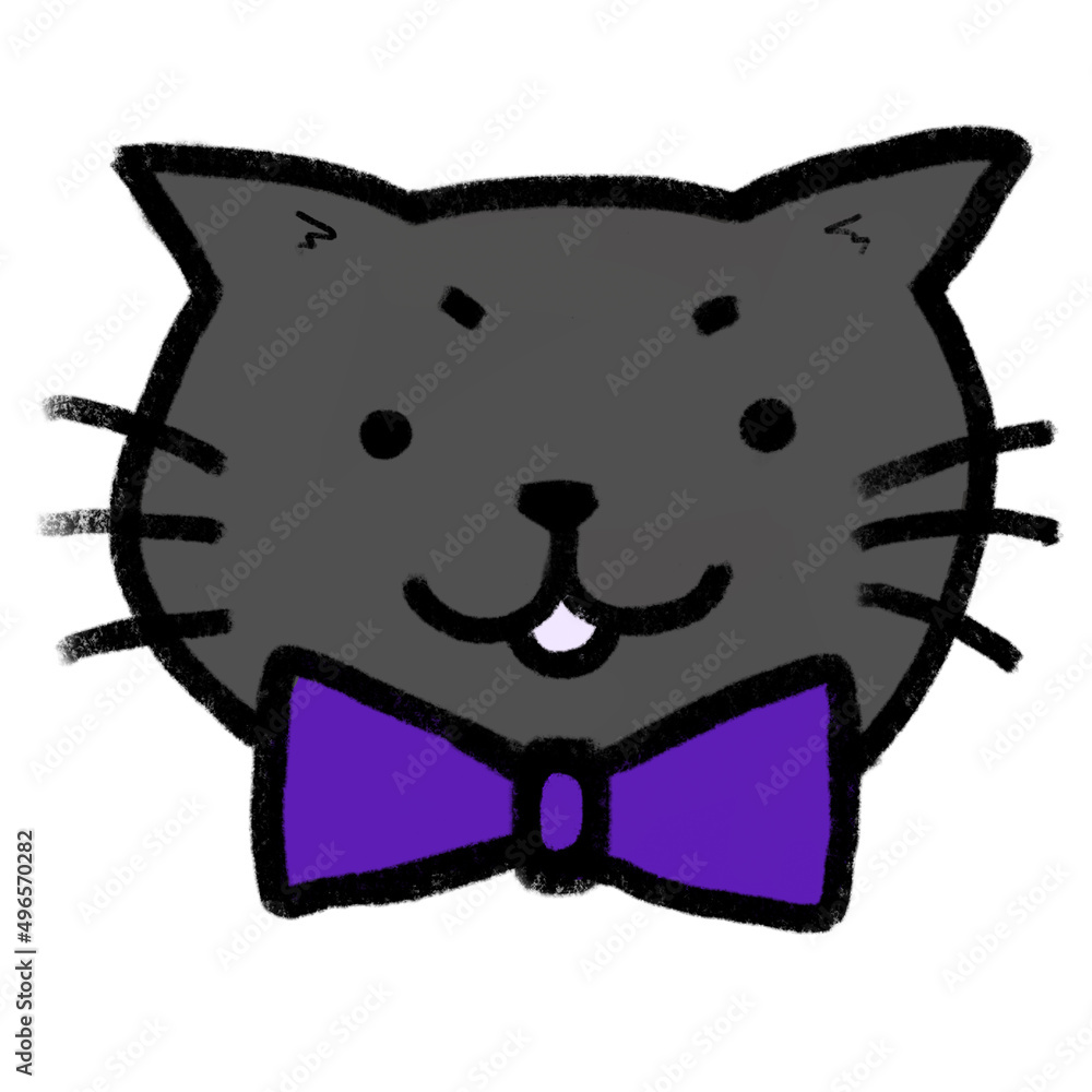 Cool grey kitten cute cat face haed with bow cartoon Cool grey kitten cute cat face haed with bow cartoon