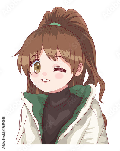 happy girl anime style