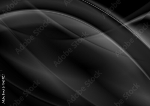 Abstract black smoke waves background. Monochrome smooth vector design