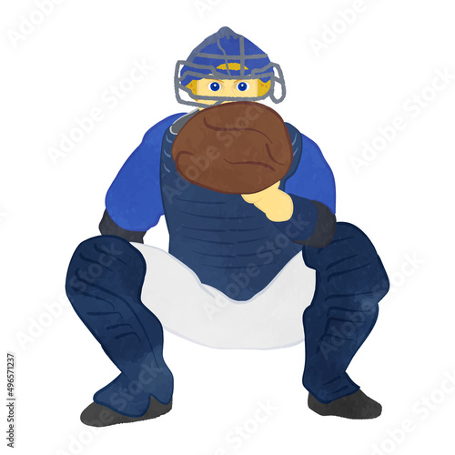 Illustration of a catcher holding a mitt