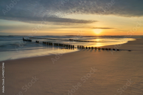Chalupy  Poland  a beach on the Hel Peninsula during sunrise