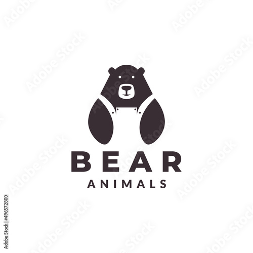 bear animal grizzly bear head logo vector icon symbol illustration design