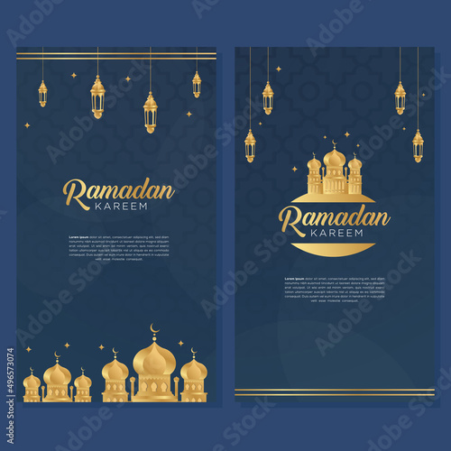 Ramadan Kareem social media instagram story banner template for promotion marketing on the ramadan holidays.Arabian night color with islamic middle east mosque. Social media background.