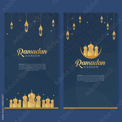 Ramadan Kareem social media instagram story banner template for promotion marketing on the ramadan holidays.Arabian night color with islamic middle east mosque. Social media background.