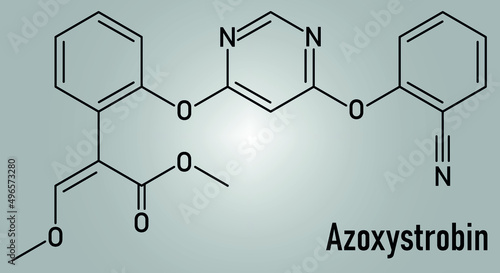 Azoxystrobin fungicide molecule. Skeletal formula. photo
