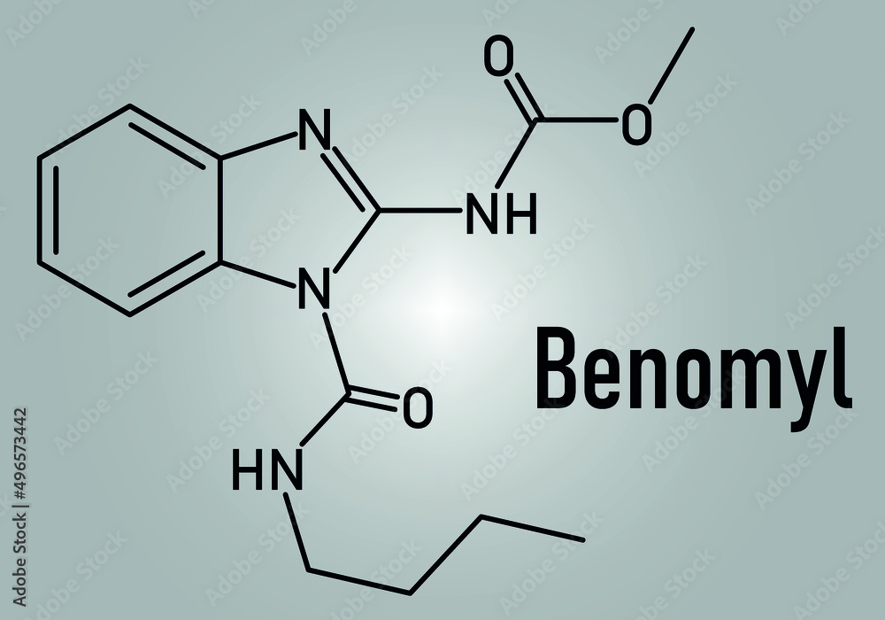 Benomyl fungicide molecule. Skeletal formula.