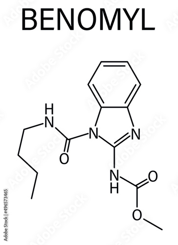 Benomyl fungicide molecule. Skeletal formula.