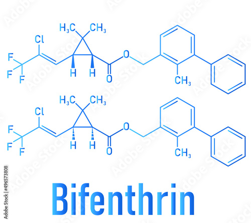 Bifenthrin insecticide molecule (pyrethroid class). Skeletal formula.