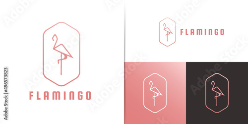 Luxury line art flamingo logo design