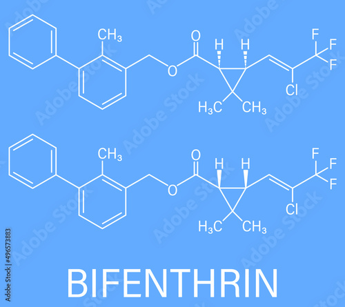 Bifenthrin insecticide molecule (pyrethroid class). Skeletal formula.