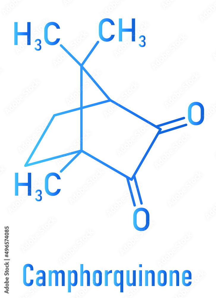 Camphorquinone visible-light photoinitiator molecule. Skeletal formula.